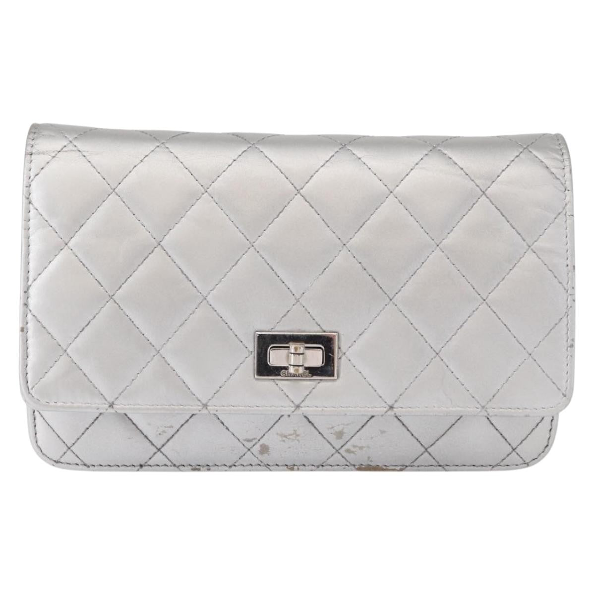 Chanel Reissue 2.55 Wallet on Chain Quilted Lambskin, SILVER, LEATHER, Shoulder bag