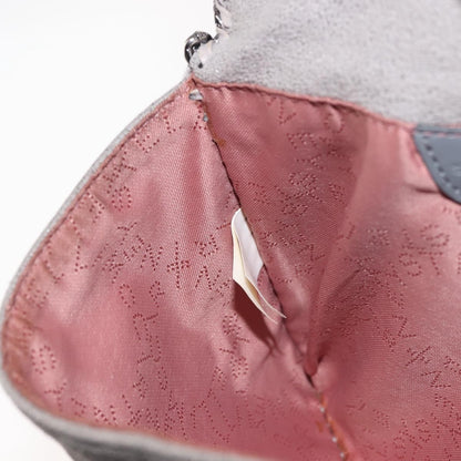 Stella McCartney Falabella Fold Over Flap Crossbody Bag Shaggy Deer, GRAY, SUEDE, Crossbody bag