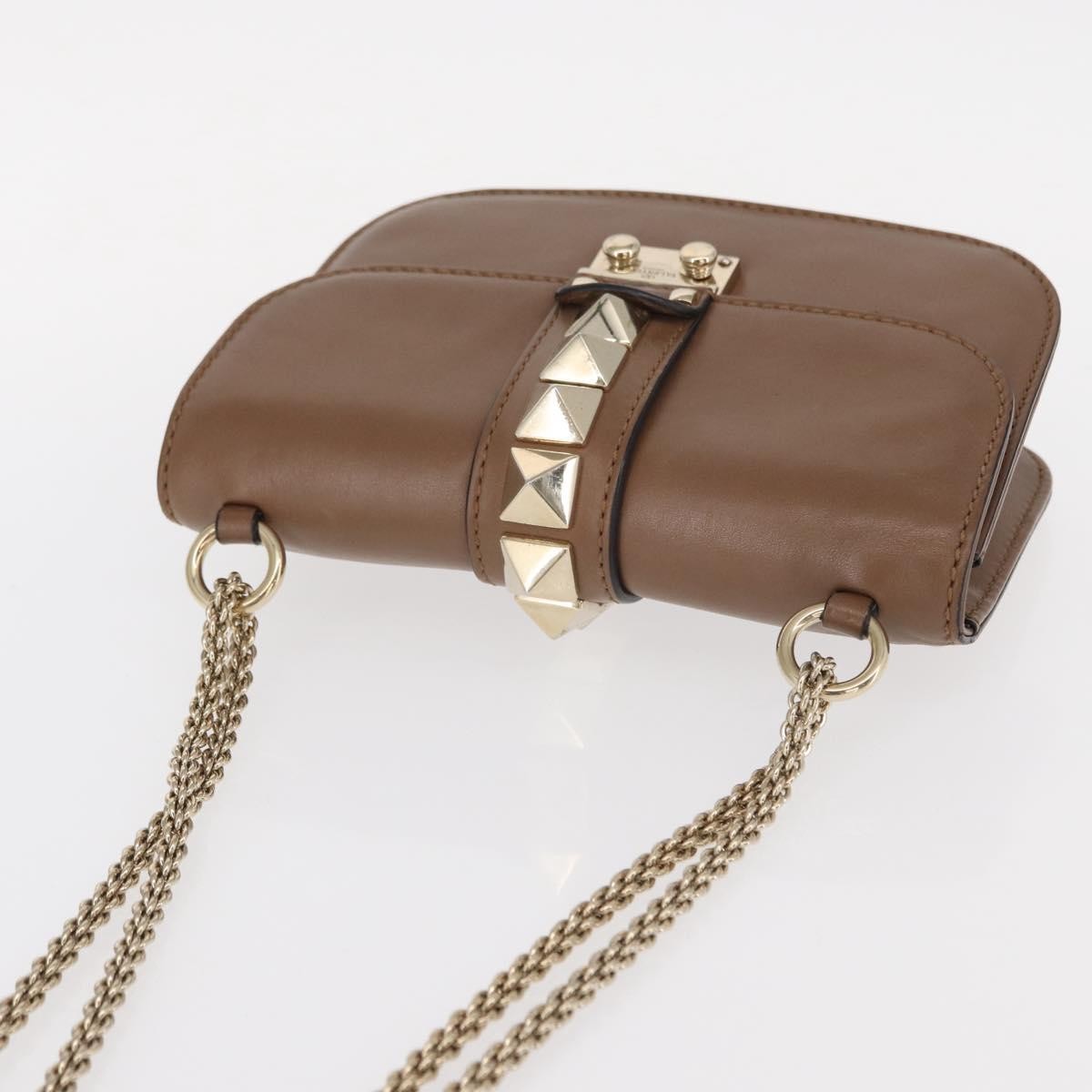 Valentino Garavani Rolling Rockstud Glam Lock Shoulder Bag Leather, BROWN, LEATHER, Shoulder bag