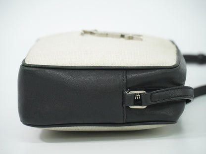 Saint Laurent Lou Camera Bag Canvas and Leather, BEIGE, CANVAS, Shoulder bag