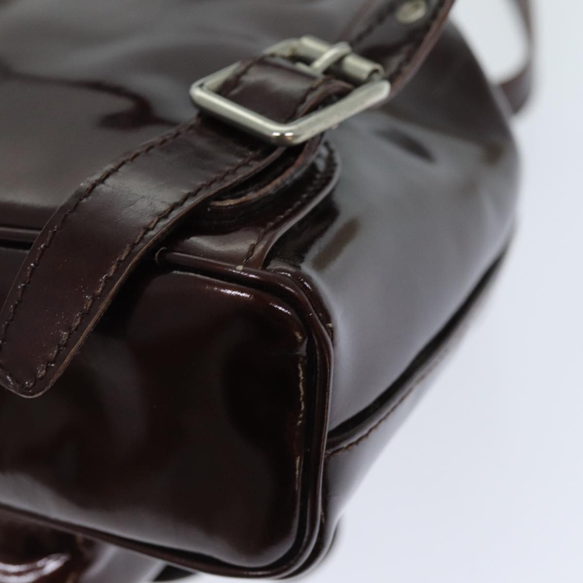 Gucci Vintage Bamboo Backpack Patent, BROWN, PATENT_LEATHER, Backpack