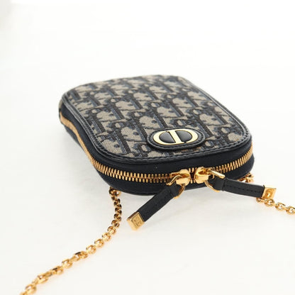 Christian Dior 30 Montaigne Phone Holder on Chain Oblique Canvas, NAVY, CANVAS, Clutche & pouche