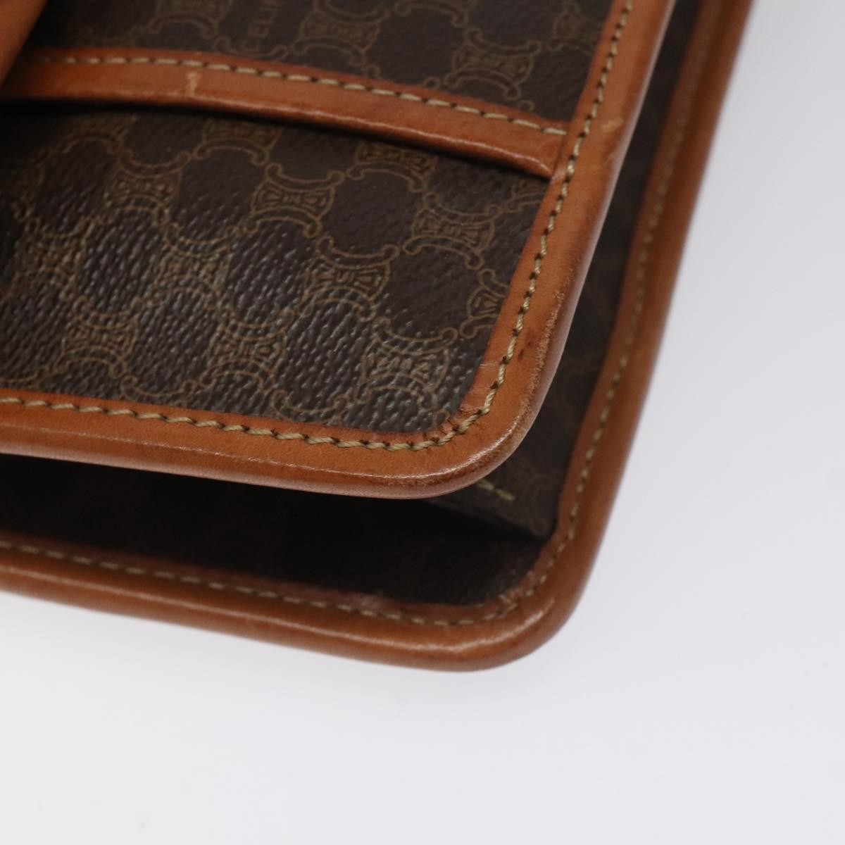 Celine Vintage Macadam Shoulder Bag Canvas and Leather, BROWN, CANVAS, Shoulder bag