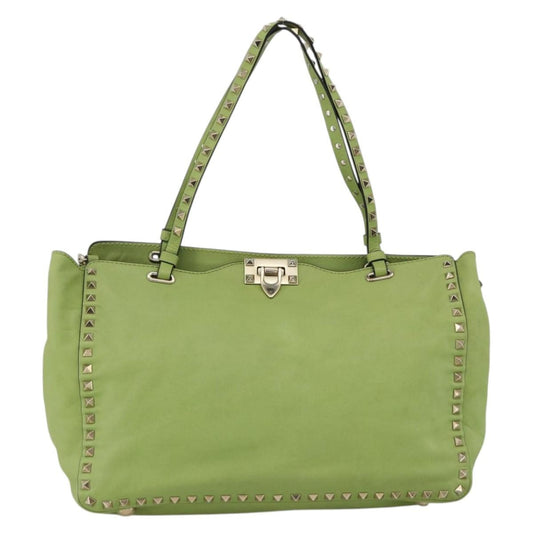 Valentino Garavani Rockstud Tote Textured Leather, GREEN, LEATHER, Tote bag