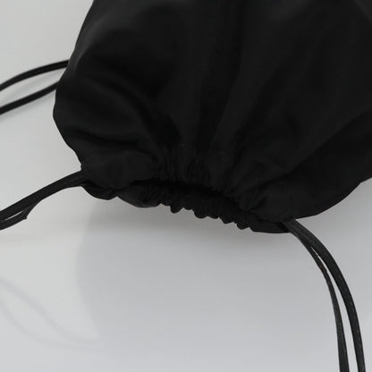 Prada Logo Drawstring Backpack Tessuto with Printed Saffiano, BLACK, NYLON, Backpack