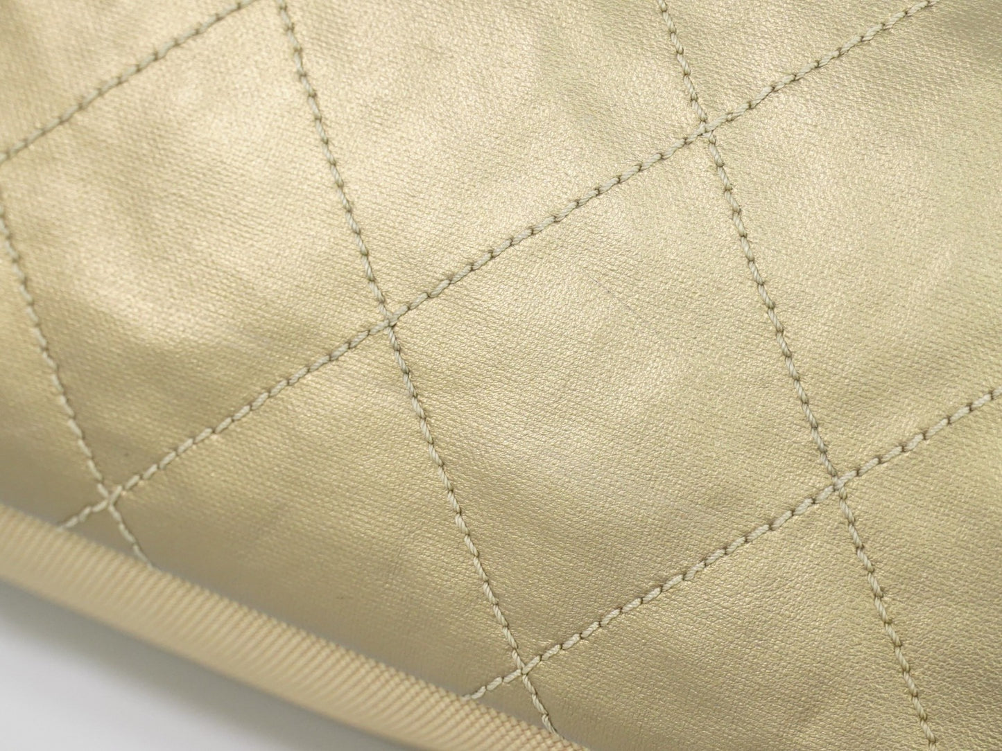 Chanel Biarritz Pocket Tote Quilted Coated Canvas, GOLD, CANVAS, Tote bag