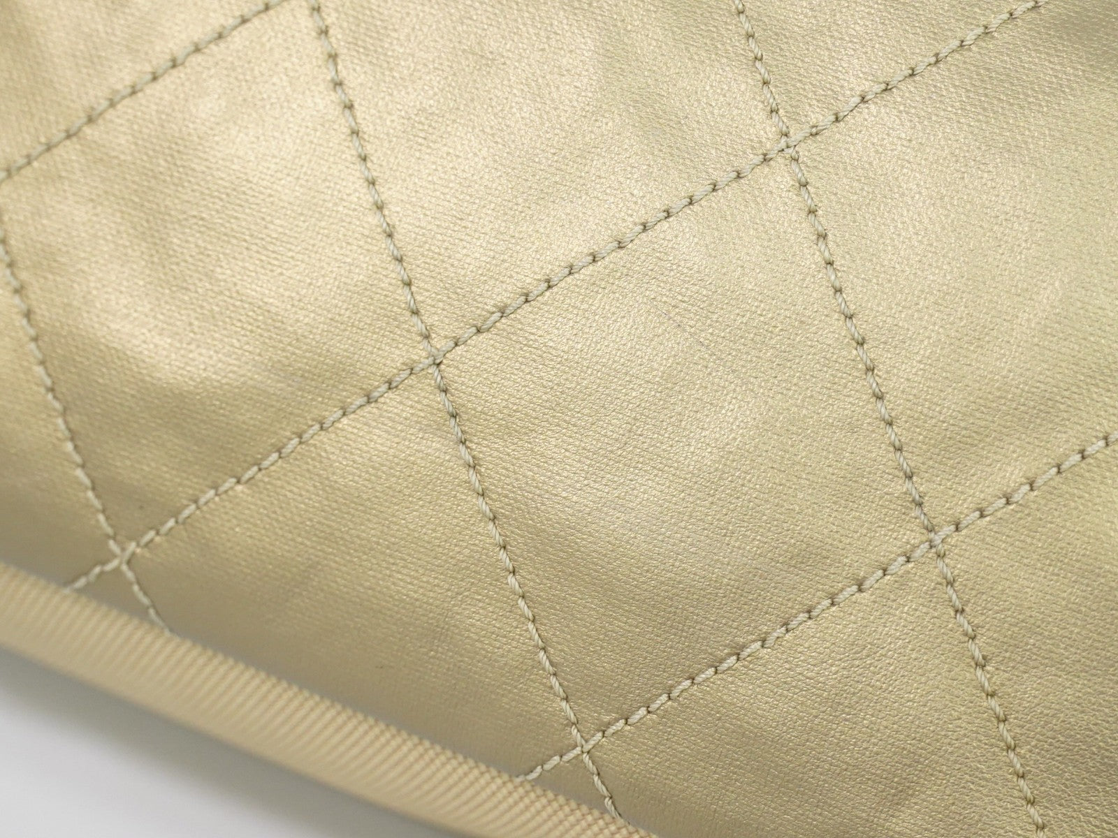 Chanel Biarritz Pocket Tote Quilted Coated Canvas, GOLD, CANVAS, Tote bag