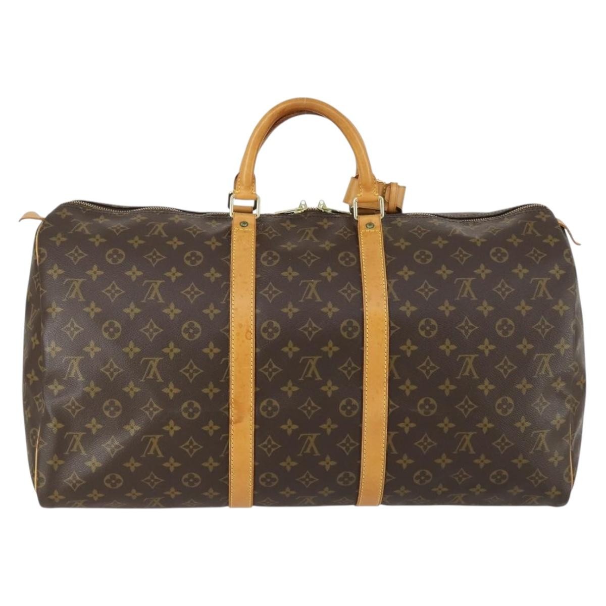 Louis Vuitton Keepall Bag Monogram Canvas, BROWN, CANVAS, Travel bag
