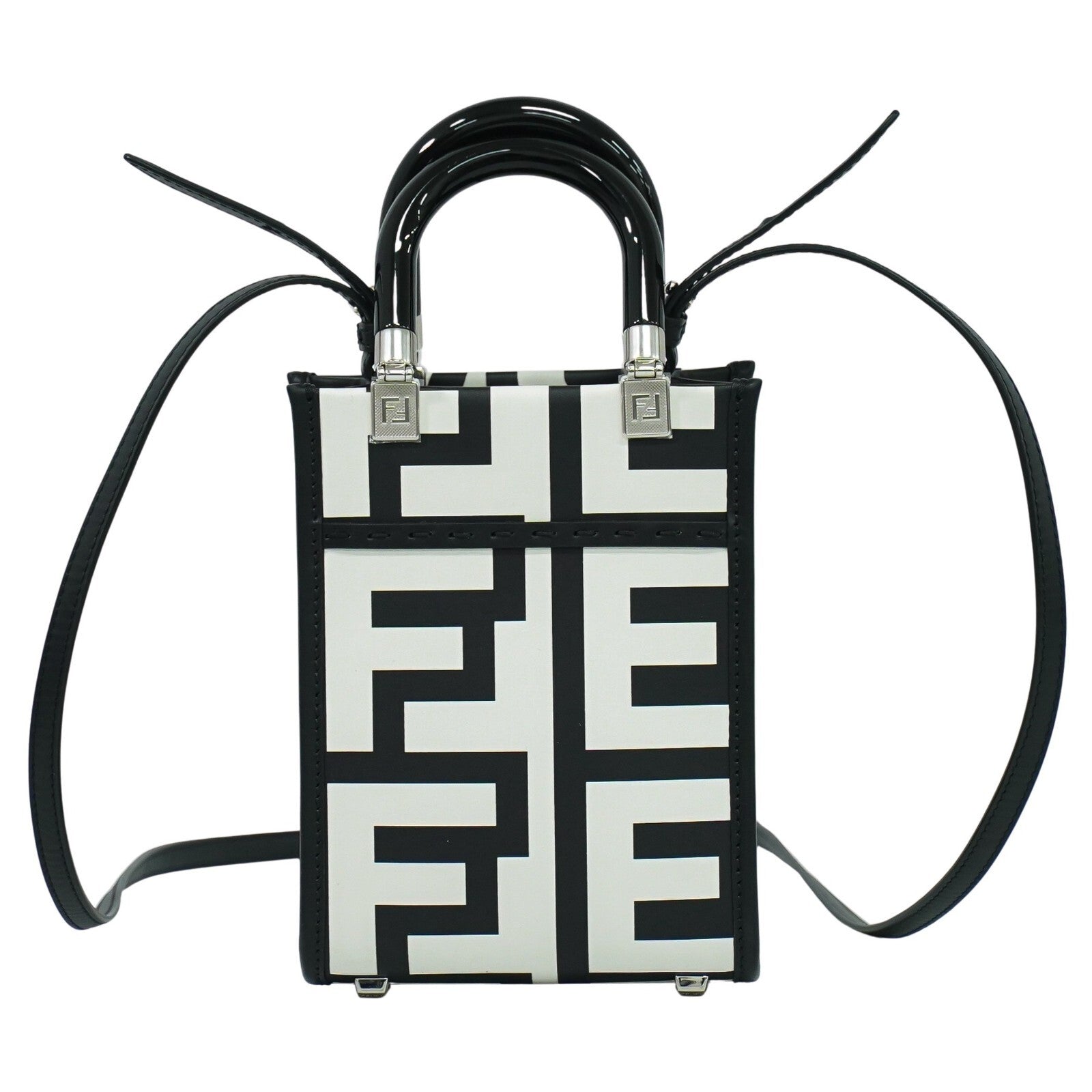 Fendi Sunshine Shopper Tote Leather, WHITE, LEATHER, Tote bag