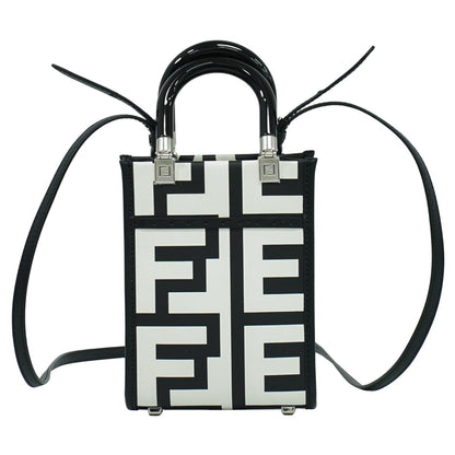 Fendi Sunshine Shopper Tote Leather, WHITE, LEATHER, Tote bag