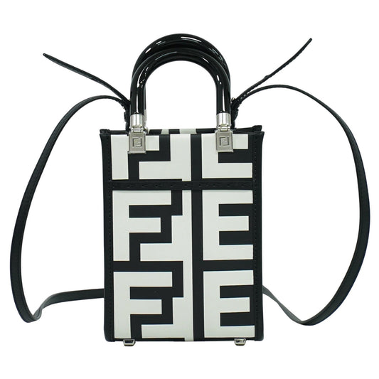 Fendi Sunshine Shopper Tote Leather, WHITE, LEATHER, Tote bag