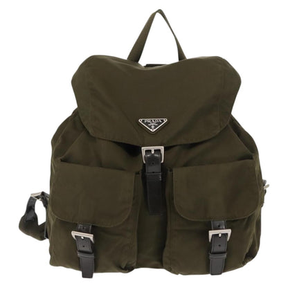 Prada Double Front Pocket Backpack Tessuto, KHAKI, NYLON, Backpack