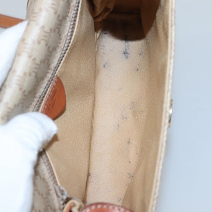 Celine Vintage Macadam Shoulder Bag Canvas and Leather, BEIGE, CANVAS, Shoulder bag