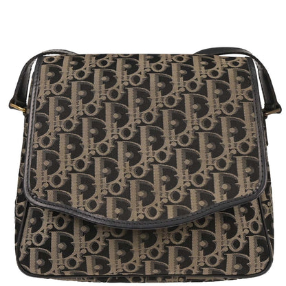 Christian Dior Vintage Trotter Flap Shoulder Bag Diorissimo Canvas, BLACK, CANVAS, Shoulder bag