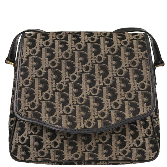 Christian Dior Vintage Trotter Flap Shoulder Bag Diorissimo Canvas, BLACK, CANVAS, Shoulder bag