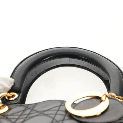 Christian Dior Vintage Lady Dior Bag Cannage Quilt Lambskin, BLACK, LEATHER, Handbag