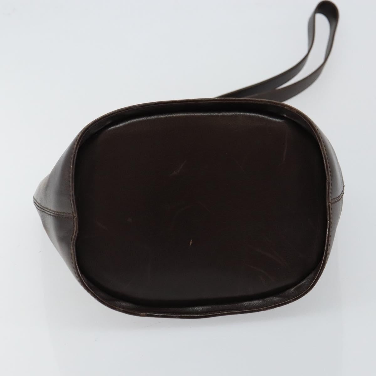 Celine Circle logo Leather, BROWN, LEATHER, Shoulder bag