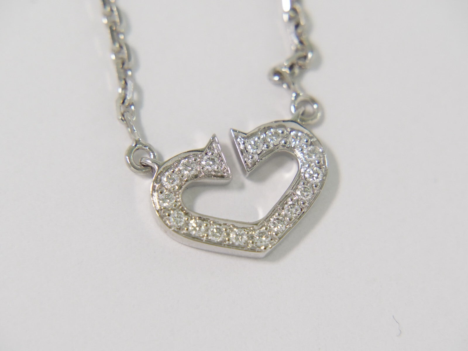 Cartier C Heart de Cartier Pendant Necklace 18K White Gold with Diamond, SILVER, WHITE_GOLD, Necklace