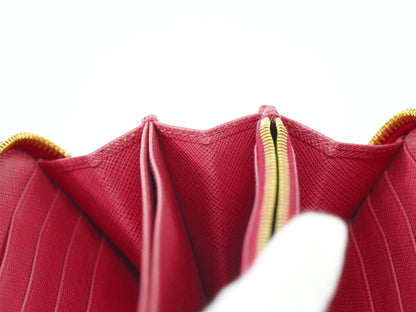 Prada Bow Zip Around Wallet Saffiano Leather, PINK, LEATHER, Wallets