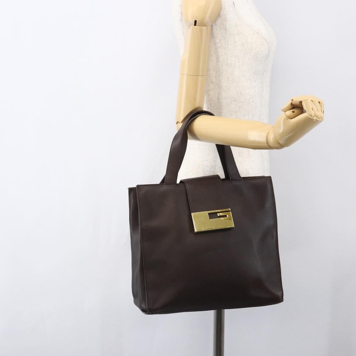 Gucci Vintage Handbag Leather, BROWN, LEATHER, Handbag