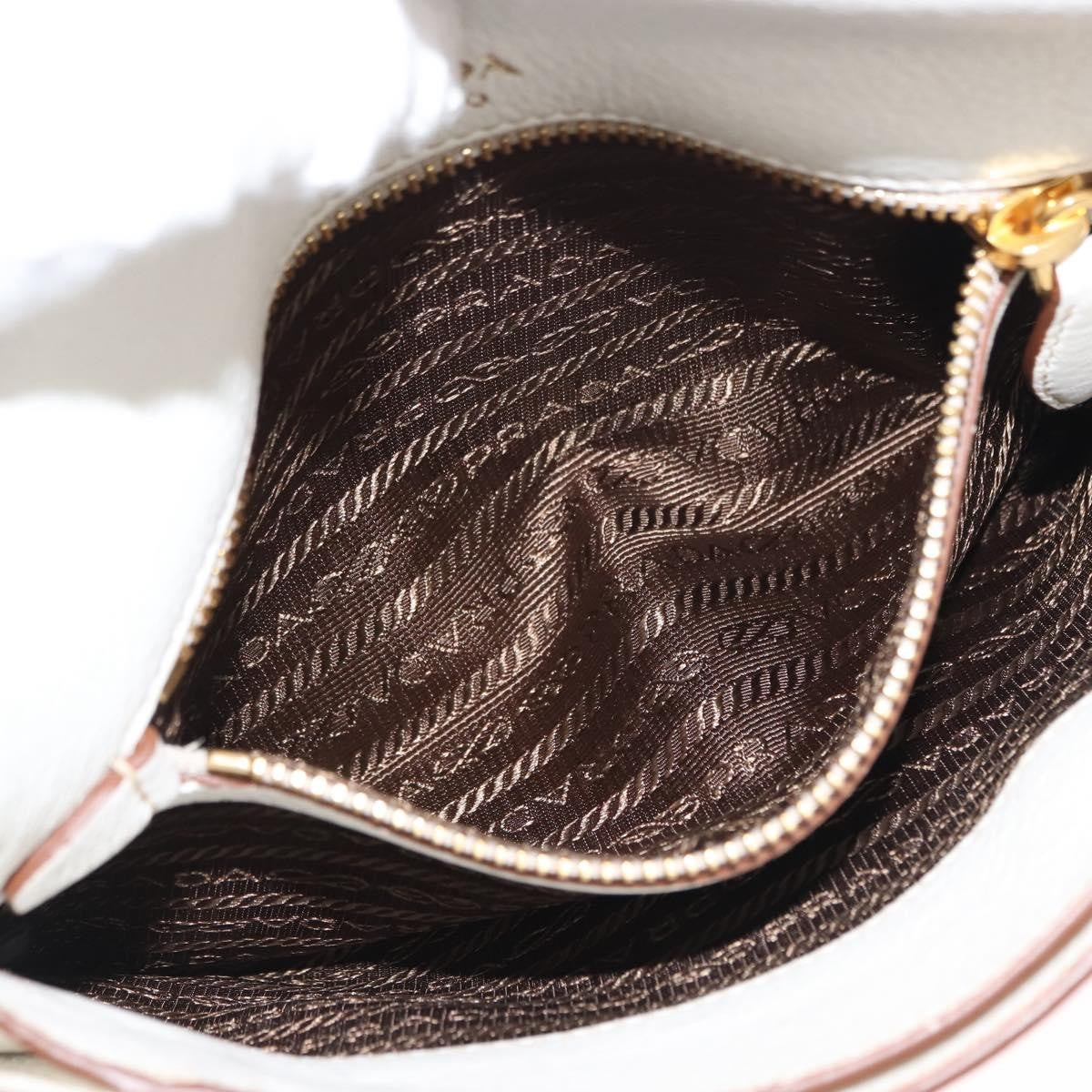 Prada Flap Crossbody Bag Vitello Daino, WHITE, LEATHER, Shoulder bag