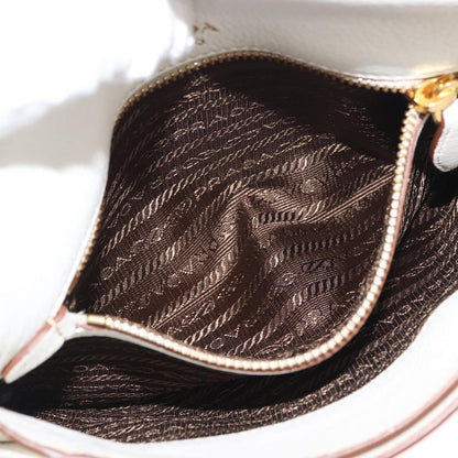 Prada Flap Crossbody Bag Vitello Daino, WHITE, LEATHER, Shoulder bag