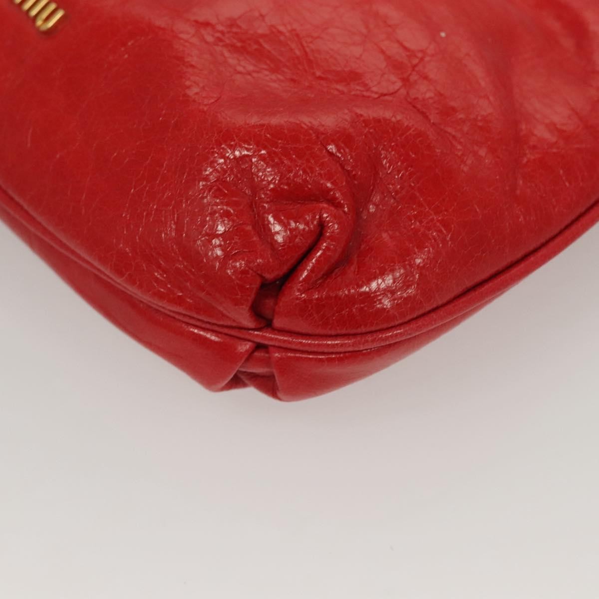 Miu Miu Zip Wristlet Pouch Leather, RED, LEATHER, Clutche & pouche