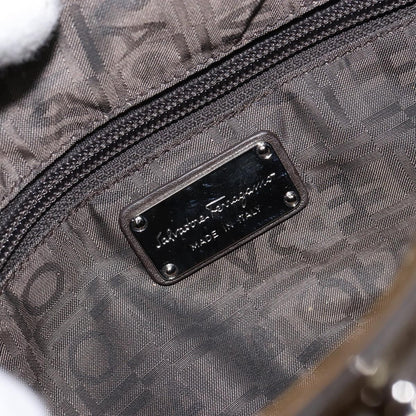 Salvatore Ferragamo Gancini handbag Patent leather, BROWN, PATENT_LEATHER, Handbag