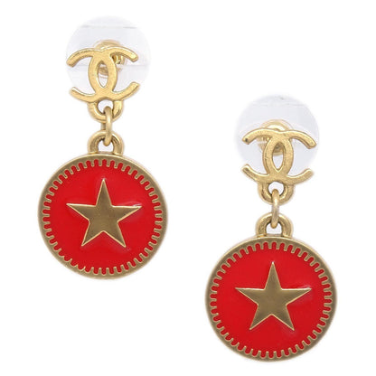 Chanel CC Star Dangle Earrings Metal with Enamel, GOLD, GOLD_PLATED, Earrings