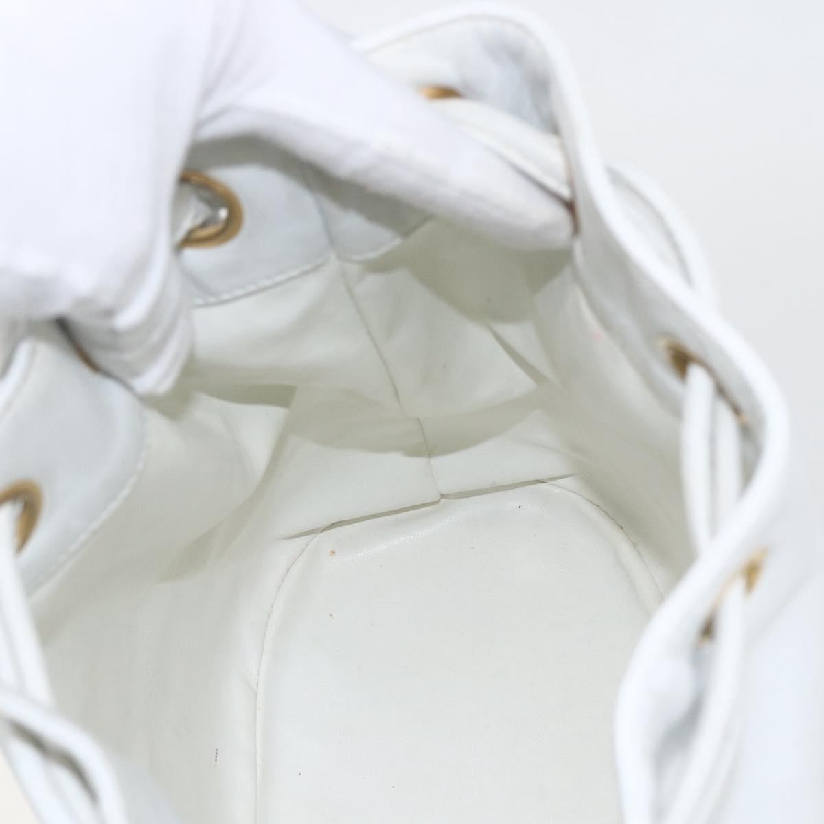 Chanel Vintage CC Drawstring Bucket Bag Caviar, WHITE, LEATHER, Shoulder bag