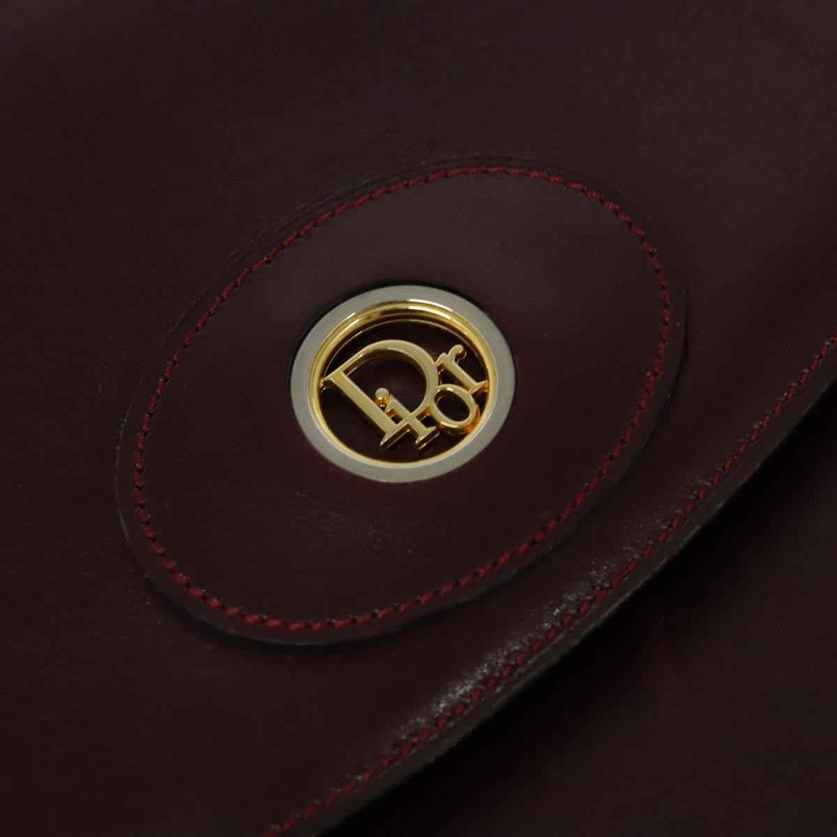 Christian Dior Flap Shoulder Bag Leather, BURGUNDY, LEATHER, Shoulder bag