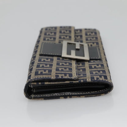 Fendi FF Continental Wallet Canvas, NAVY, CANVAS, Wallets