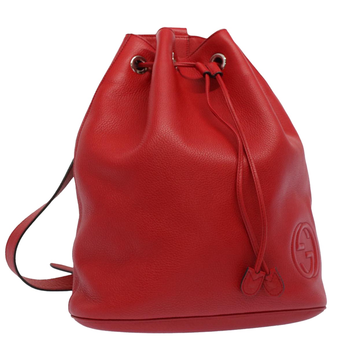 Gucci Soho Drawstring Backpack Leather, Red, Leather, Backpack