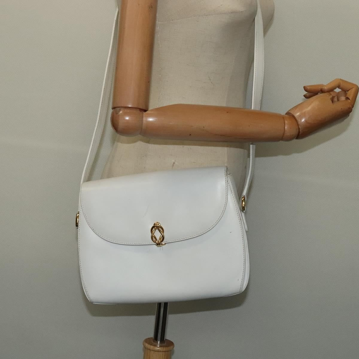 Gucci Vintage Flap Crossbody Bag Leather, WHITE, LEATHER, Shoulder bag