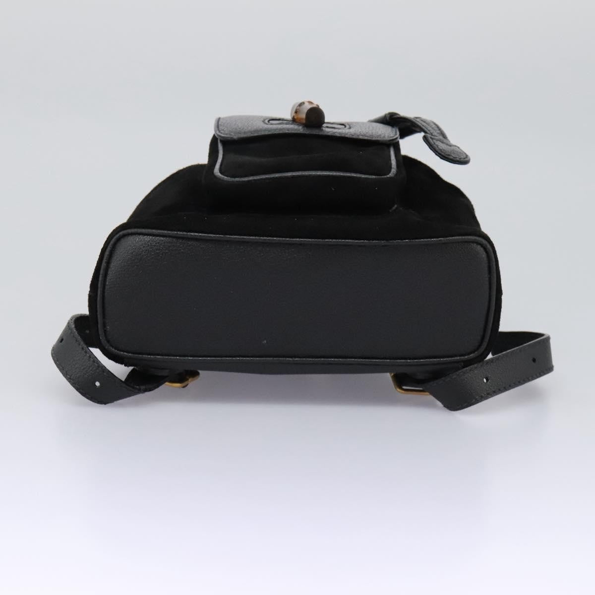 Gucci Vintage Bamboo Backpack Suede, BLACK, SUEDE, Backpack