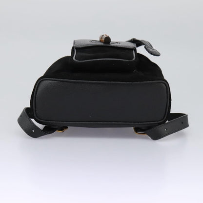 Gucci Vintage Bamboo Backpack Suede, BLACK, SUEDE, Backpack
