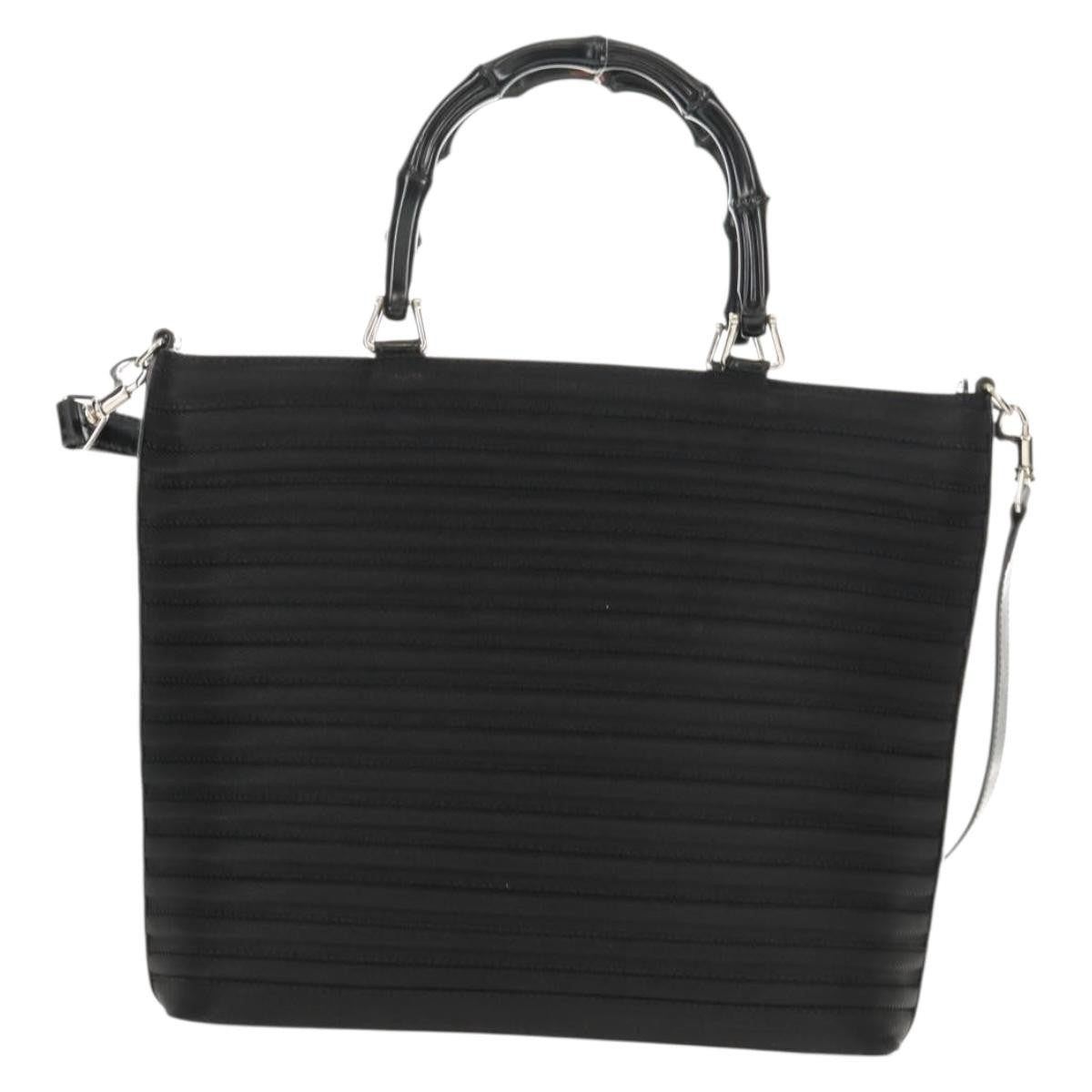 Gucci Vintage Bamboo Handle Bag Nylon, BLACK, NYLON, Handbag