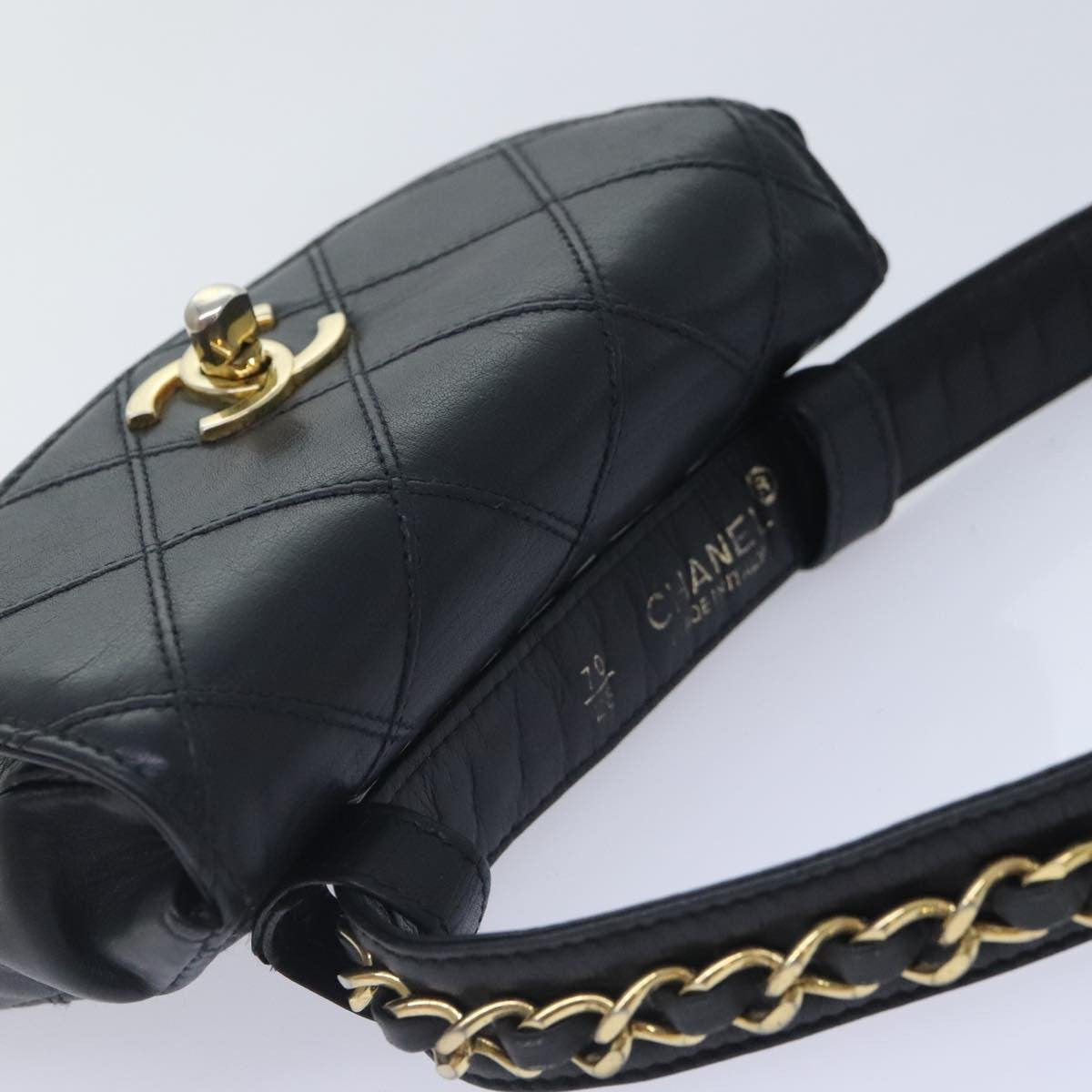 Chanel Vintage Flap Waist Bag Leather, BLACK, LEATHER, Clutche & pouche