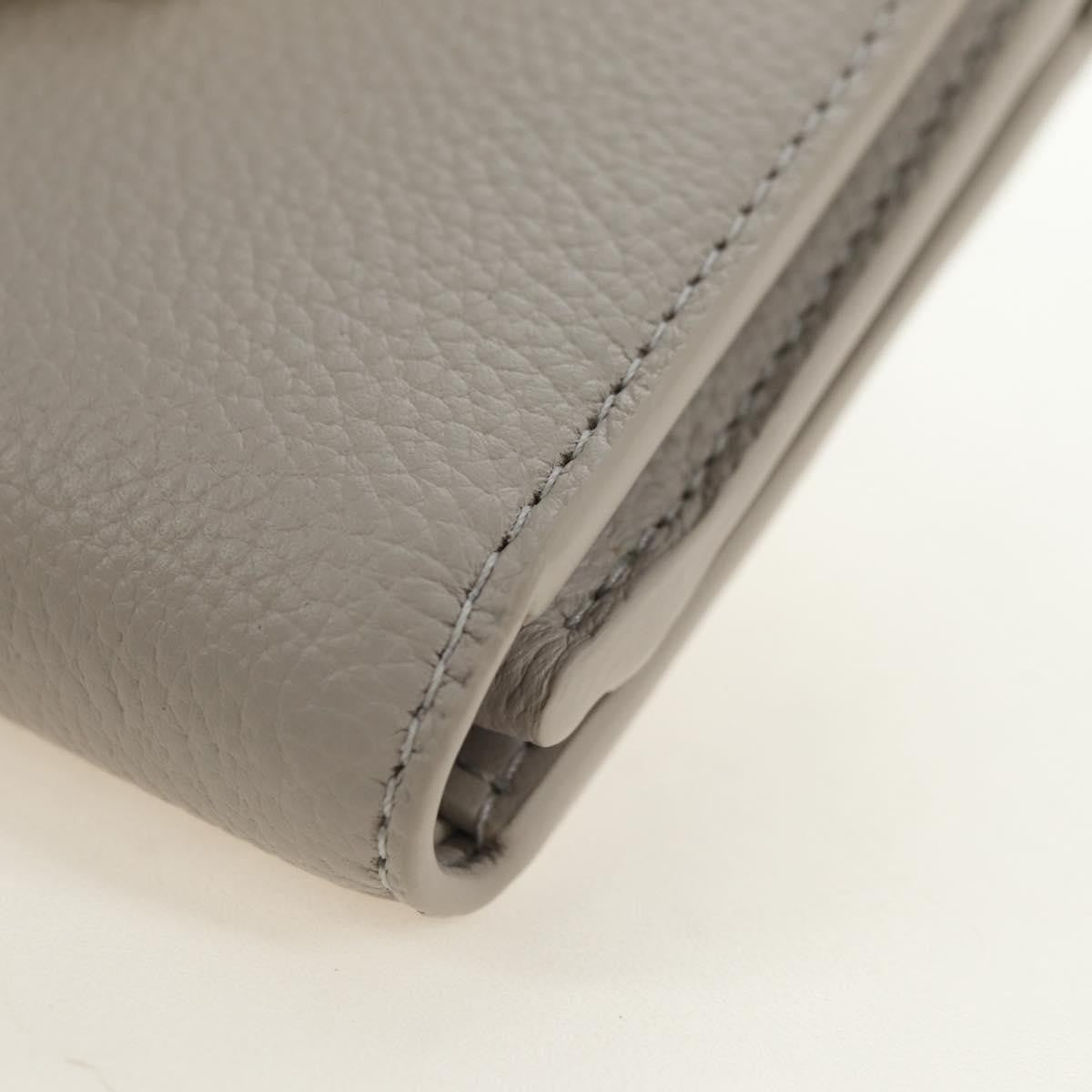 Celine Triomphe Trifold Wallet Leather, Beige, Leather, Wallet