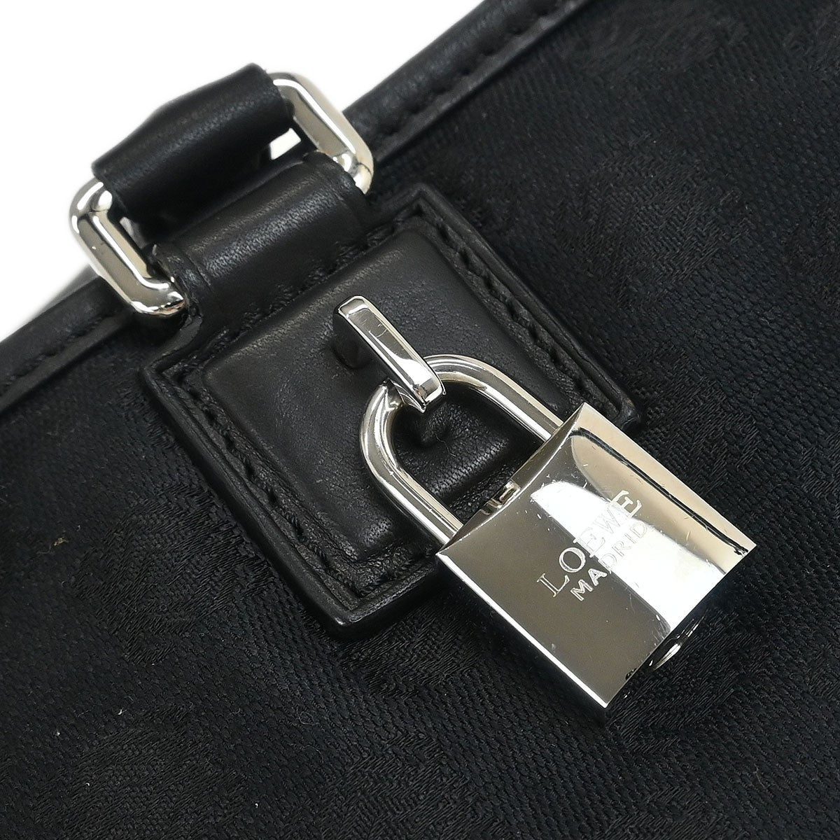 Loewe Amazona Bag Leather and Jacquard Canvas, BLACK, CANVAS, Handbag