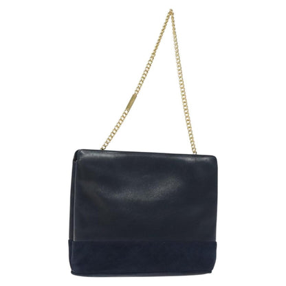 Salvatore Ferragamo Vintage Chain Shoulder Bag Leather, NAVY, LEATHER, Shoulder bag