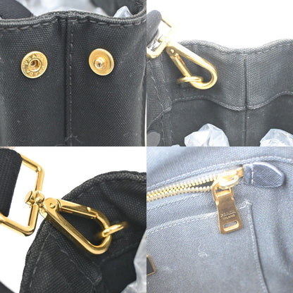Prada Canapa Convertible Tote Canvas, BLACK, CANVAS, Tote bag