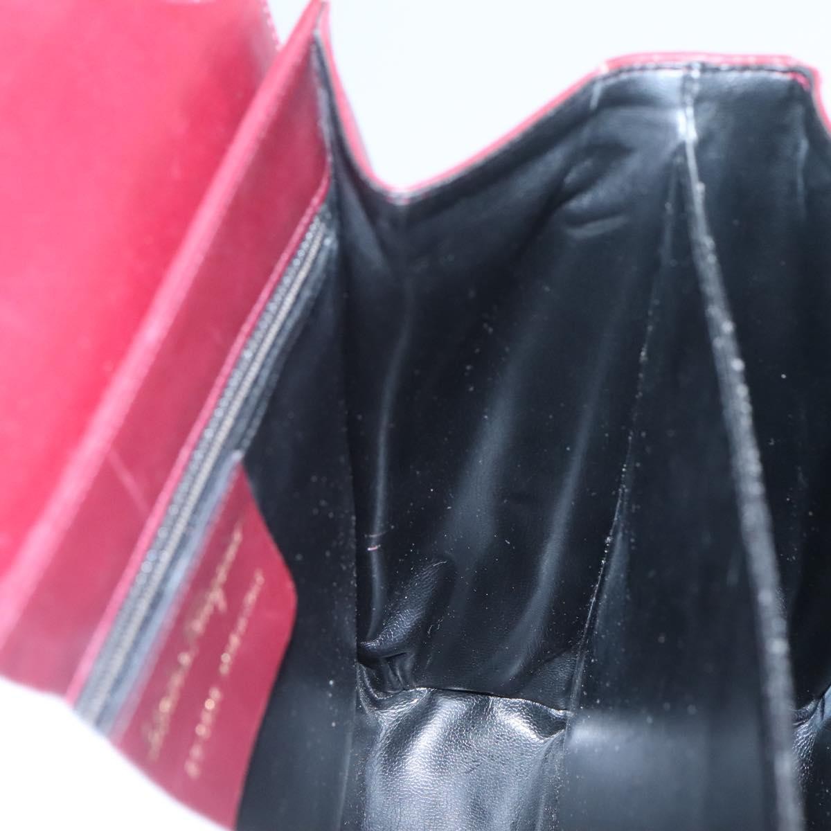 Salvatore Ferragamo Gancini handbag Leather, BURGUNDY, LEATHER, Handbag