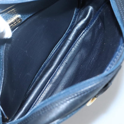 Christian Dior Vintage Flap Crossbody Bag Leather, NAVY, LEATHER, Shoulder bag