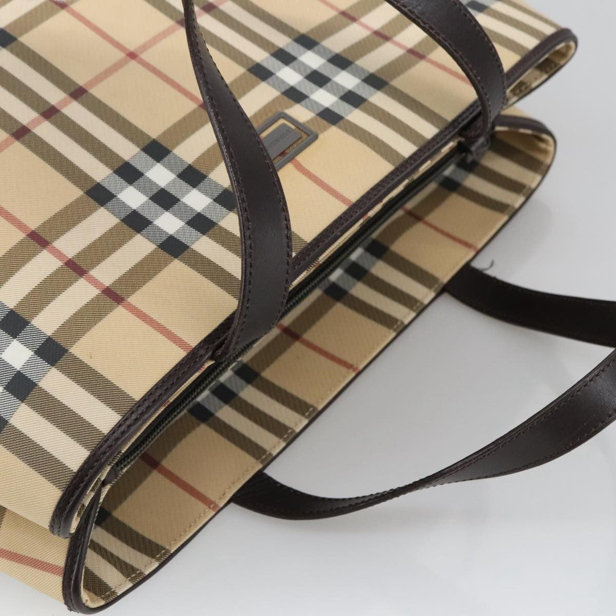 Burberry Top Handle Tote Haymarket Coated Canvas, BEIGE, CANVAS, Tote bag