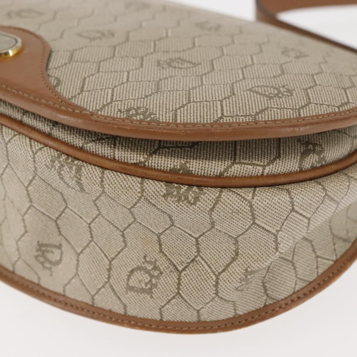 Christian Dior Vintage Honeycomb Flap Crossbody Bag Coated Canvas, BEIGE, CANVAS, Crossbody bag