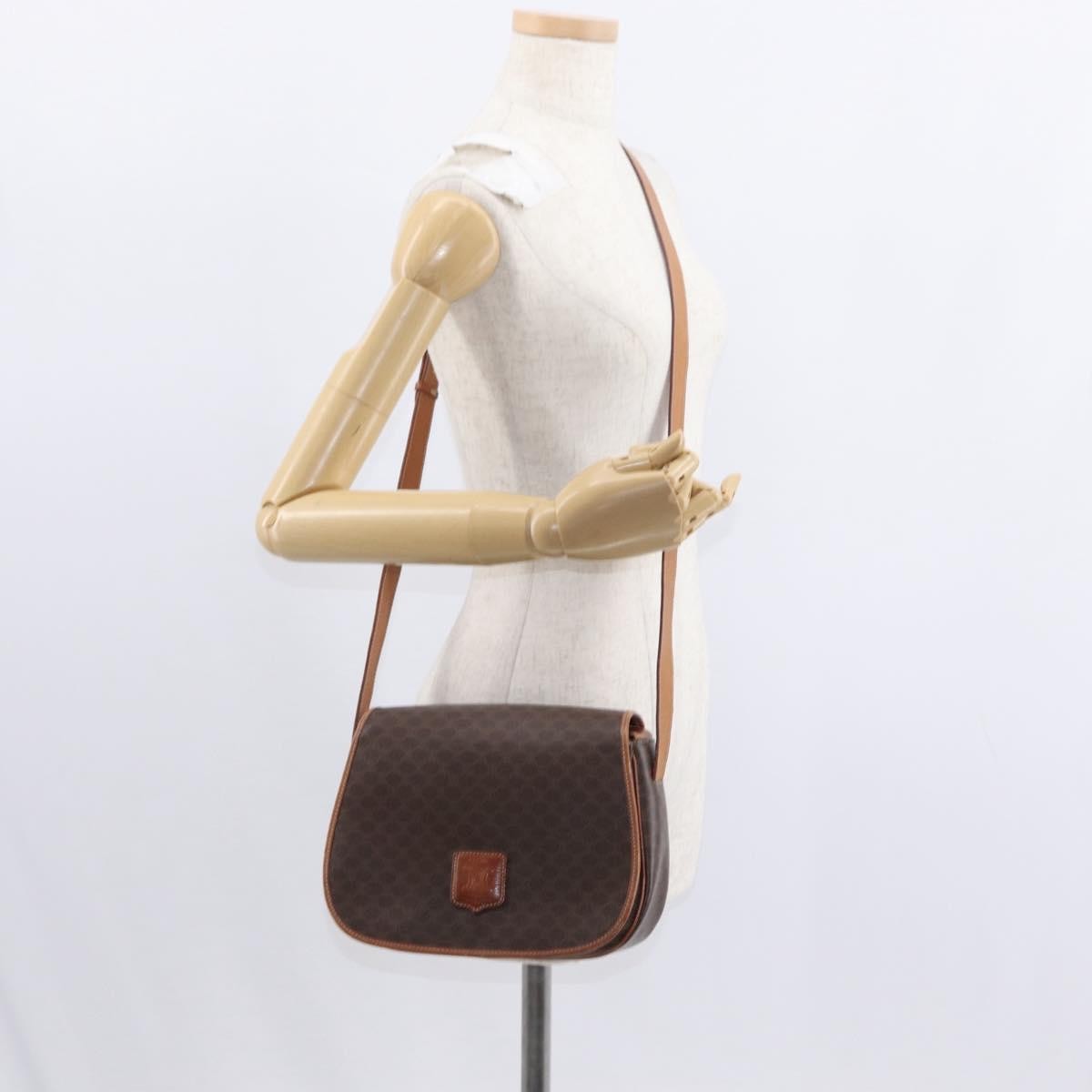 Celine Macadam Shoulder Bag Canvas, BROWN, CANVAS, Shoulder bag