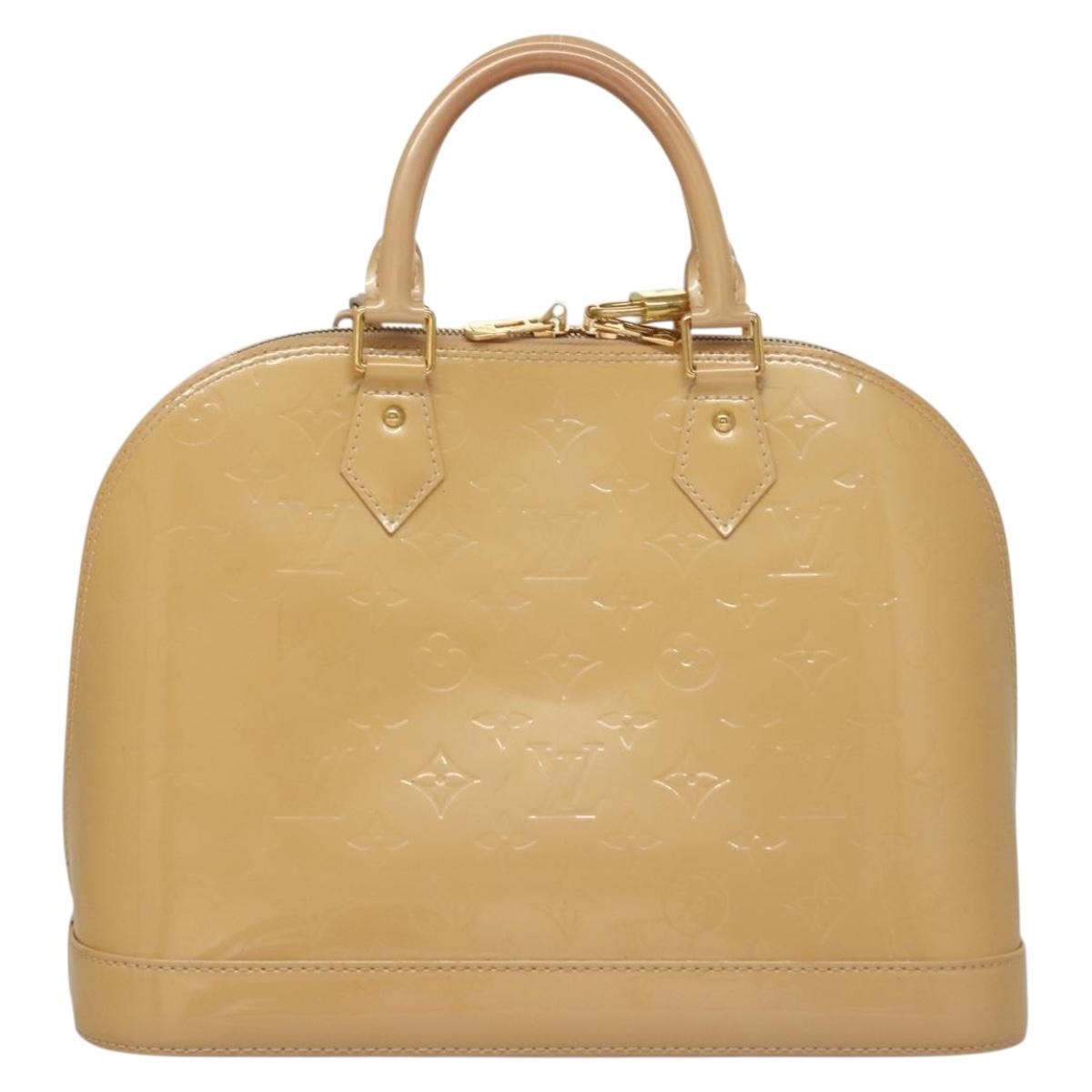 Louis Vuitton Alma Handbag Monogram Vernis, BEIGE, PATENT_LEATHER, Handbag