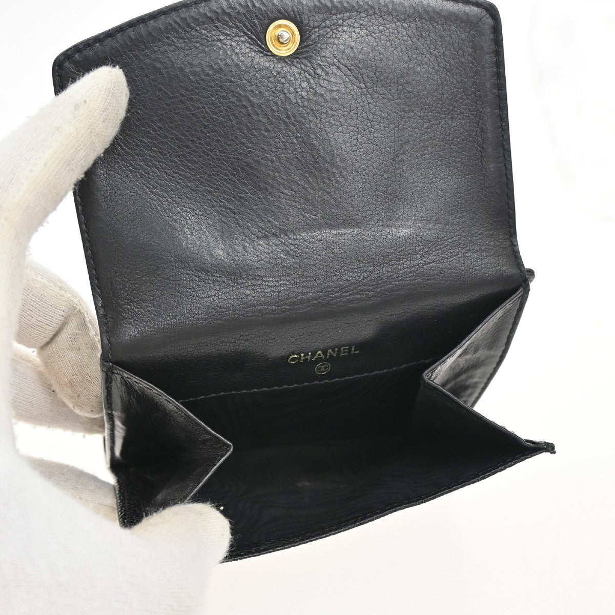 Chanel Timeless Trifold Wallet Leather, BLACK, LEATHER, Wallets