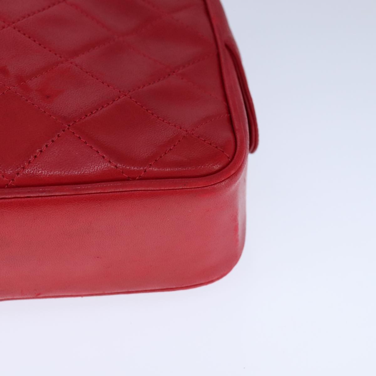 Chanel Vintage Front Pocket Camera Bag Quilted Lambskin, RED, LEATHER, Shoulder bag